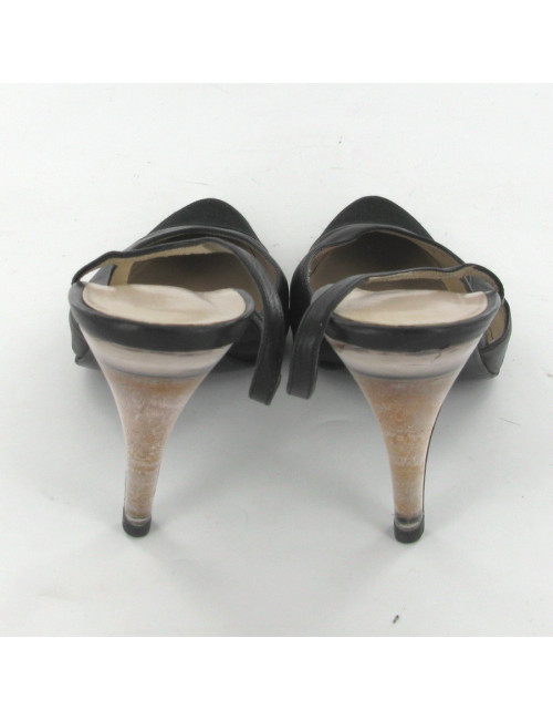 Escarpins cuir et soie noir T39 CHANEL