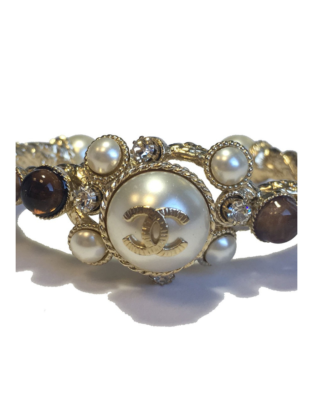 Bracelet CHANEL pâte de verre et perles nacrées