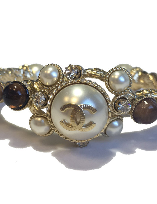 Bracelet CHANEL pâte de verre et perles nacrées