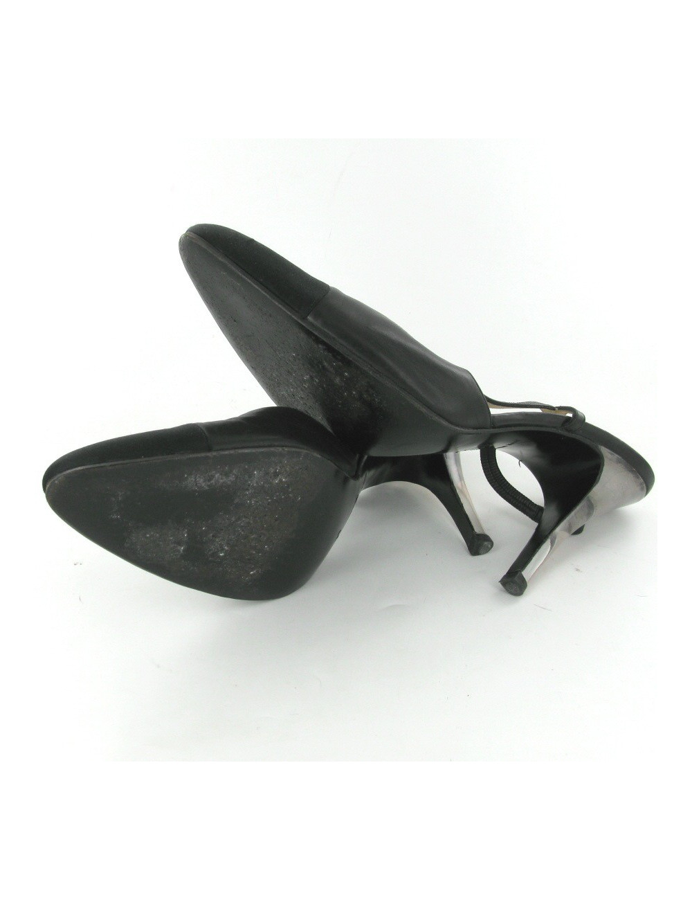 Escarpins cuir et soie noir T39 CHANEL
