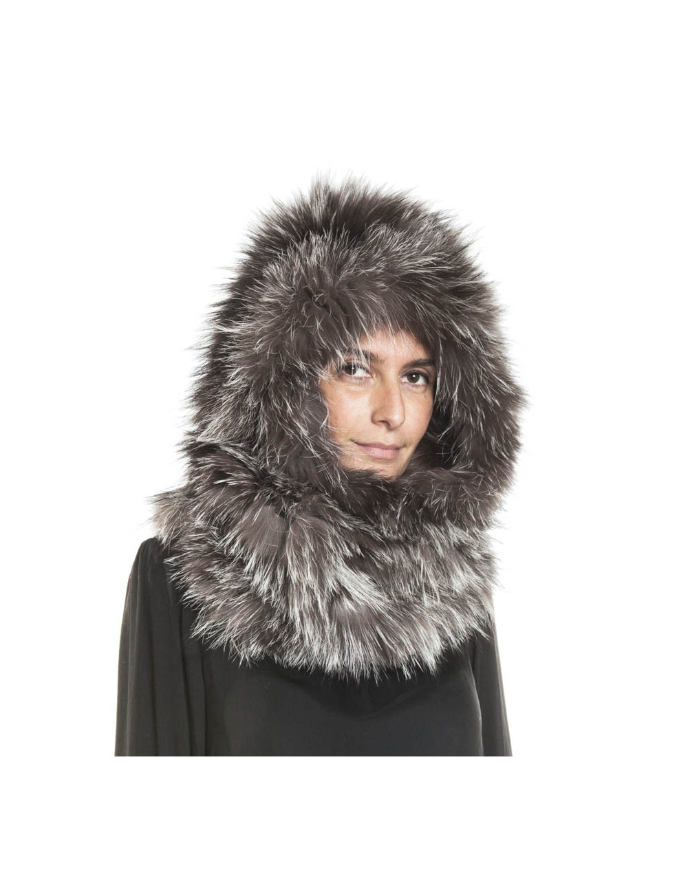 Cagoule en renard argenté