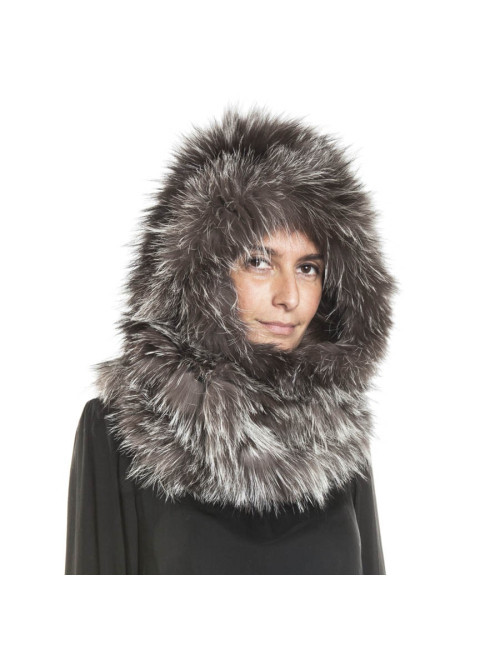 Cagoule en renard argenté