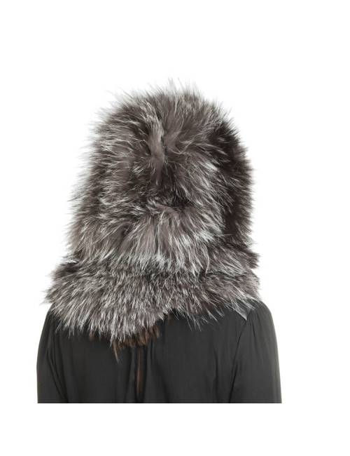 Cagoule en renard argenté