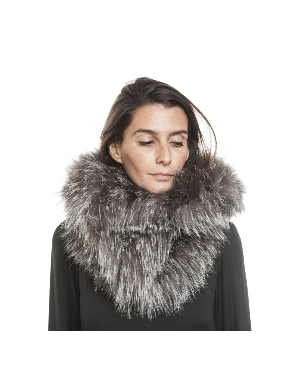 Cagoule en renard argenté