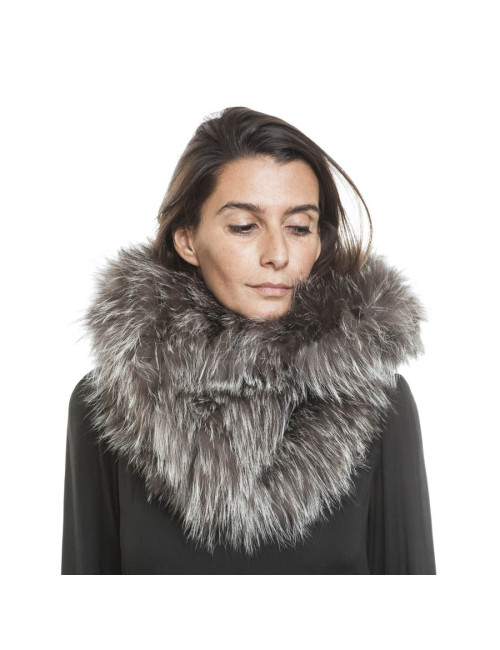 Cagoule en renard argenté