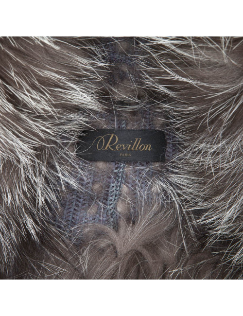 REVILLON hood in silver fox fur