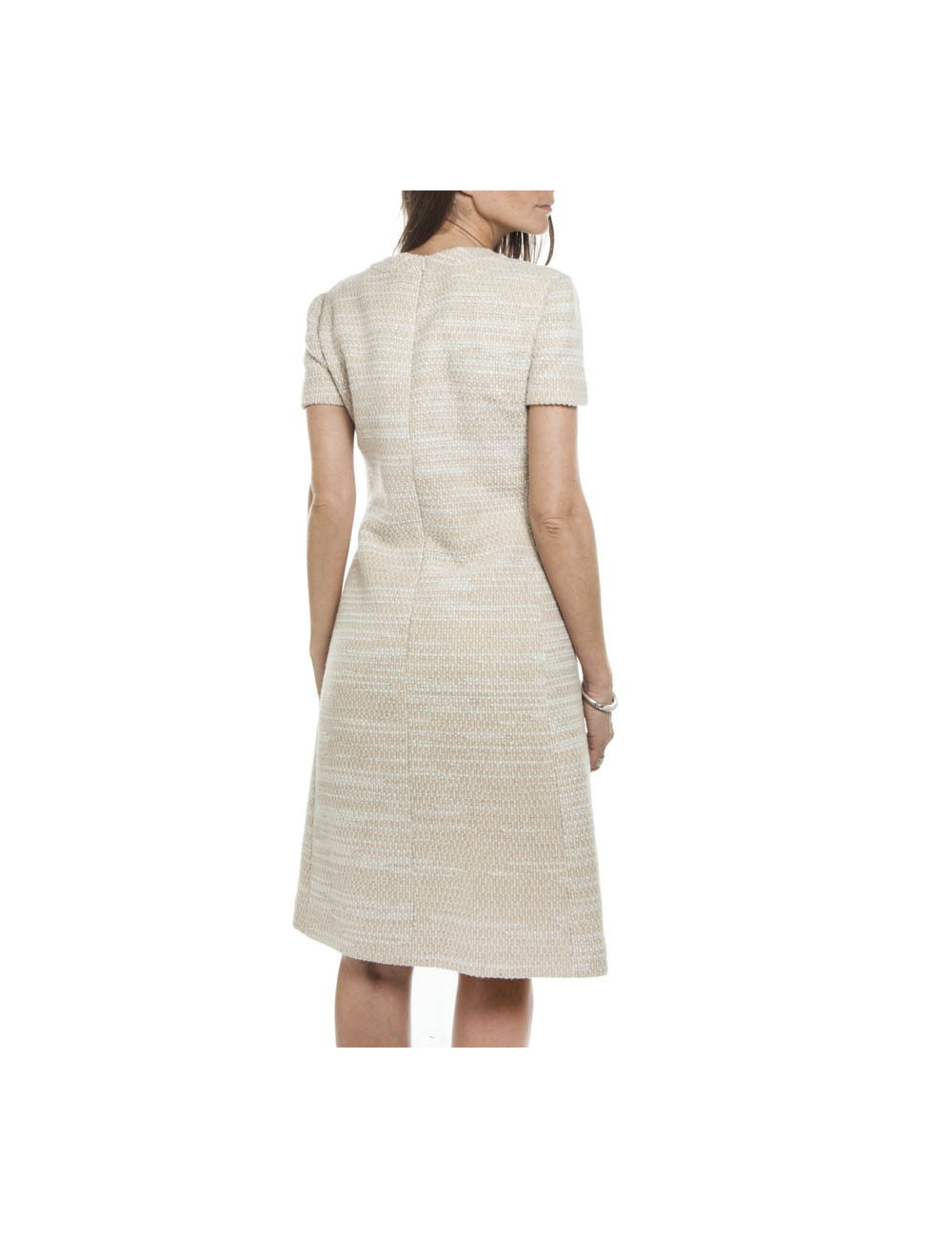 Dress CHANEL T 40 EN beige wool and sequins