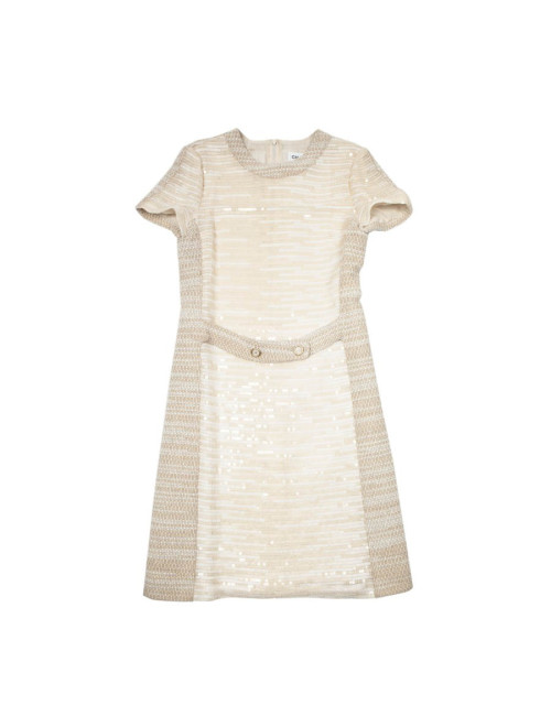 Dress CHANEL T 40 EN beige wool and sequins