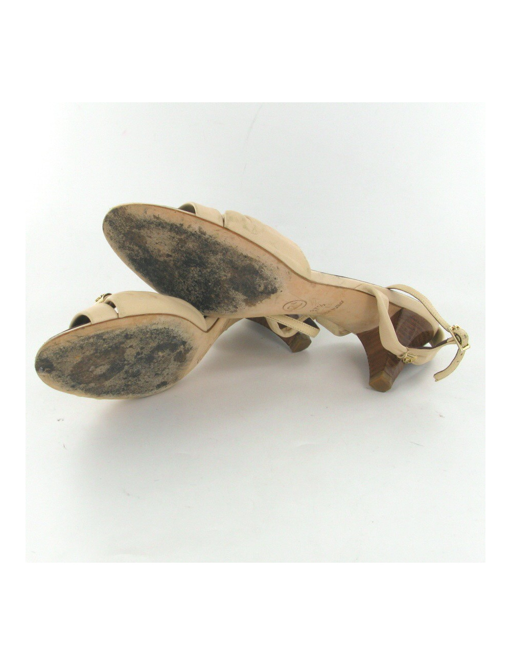 Sandales en cuir rose pâle T37.5 CHANEL