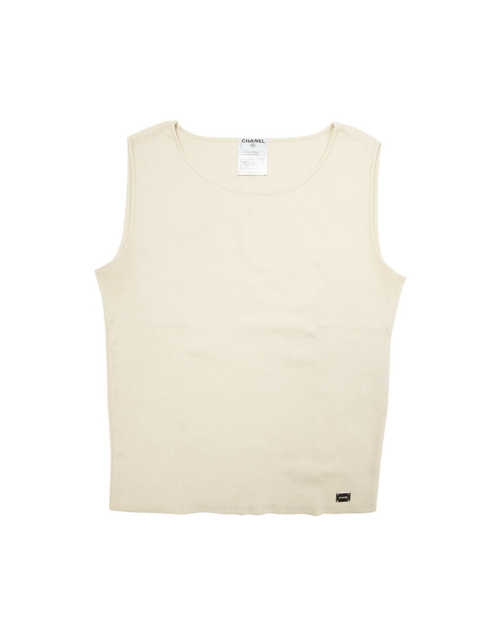 CHANEL T 40 EN sleeveless sweater ecru cotton Vintage