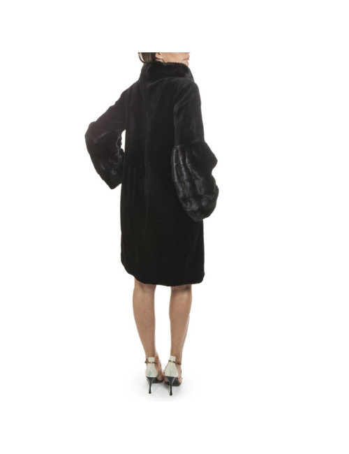CHRISTIAN DIOR T36 black shaved mink coat
