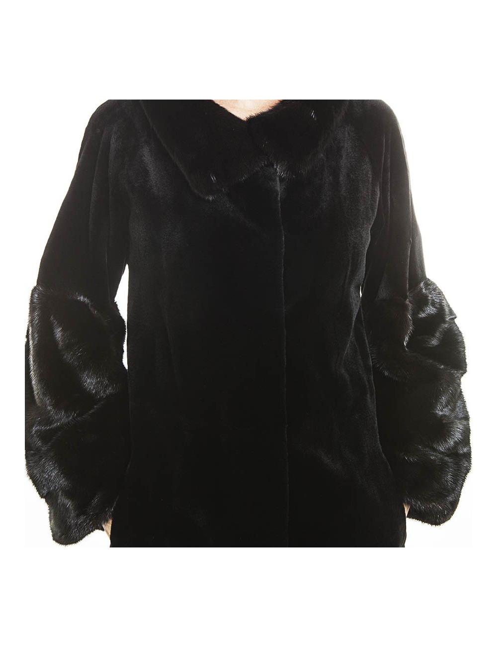 CHRISTIAN DIOR T36 black shaved mink coat