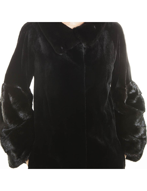 CHRISTIAN DIOR T36 black shaved mink coat