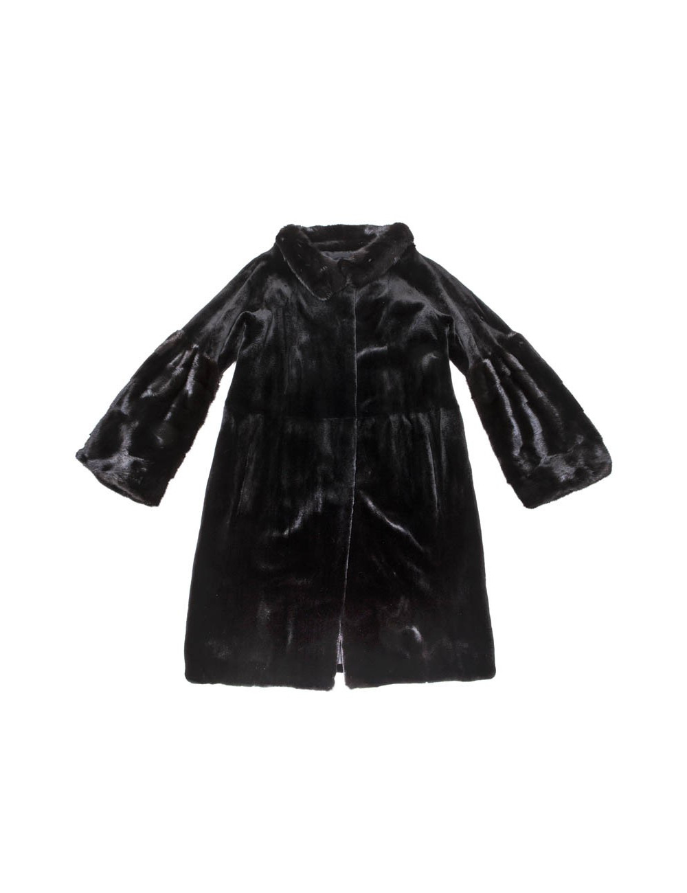 CHRISTIAN DIOR T36 black shaved mink coat