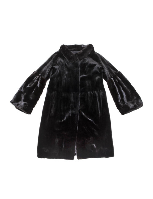 CHRISTIAN DIOR T36 black shaved mink coat