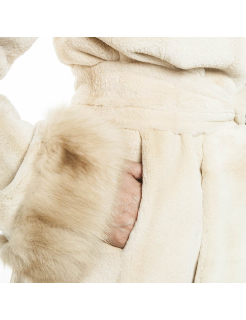 MILADY long coat in beige mink and sand Size 42EU