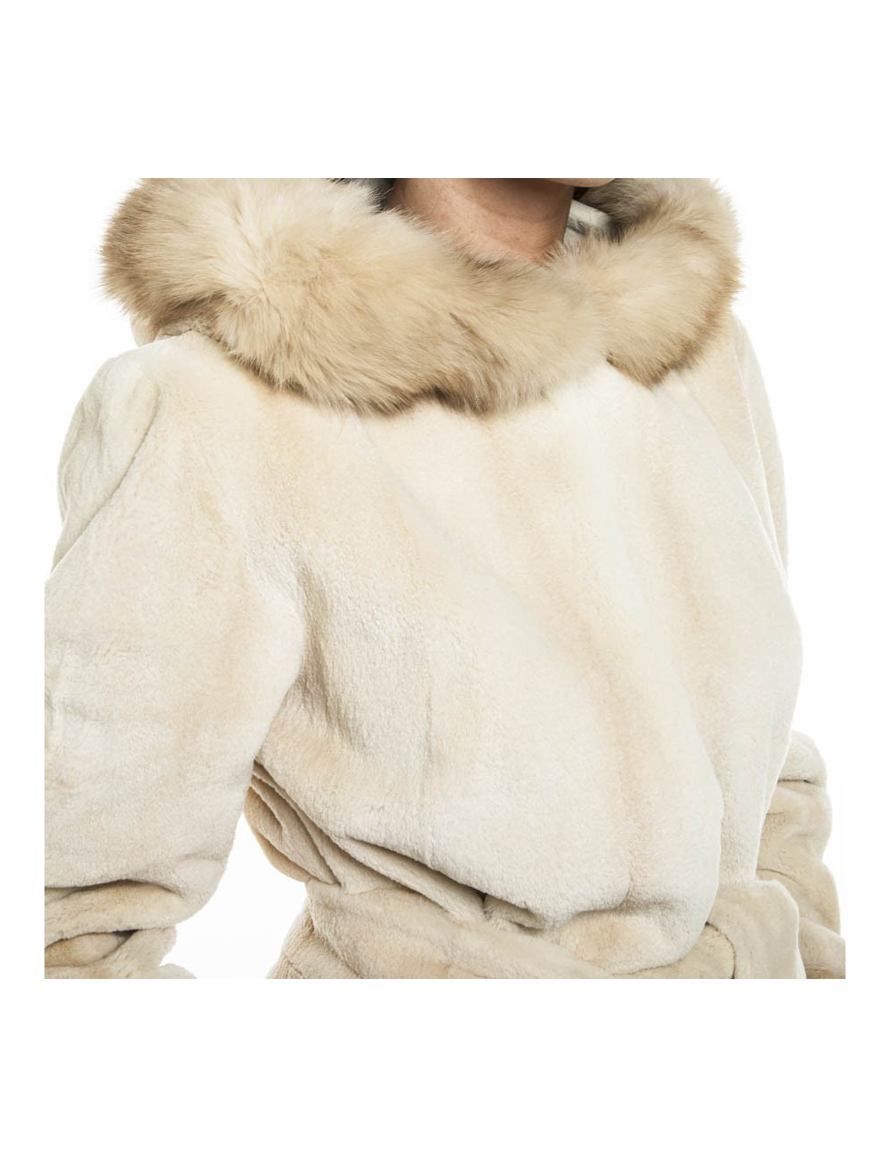Manteau long  en vison beige