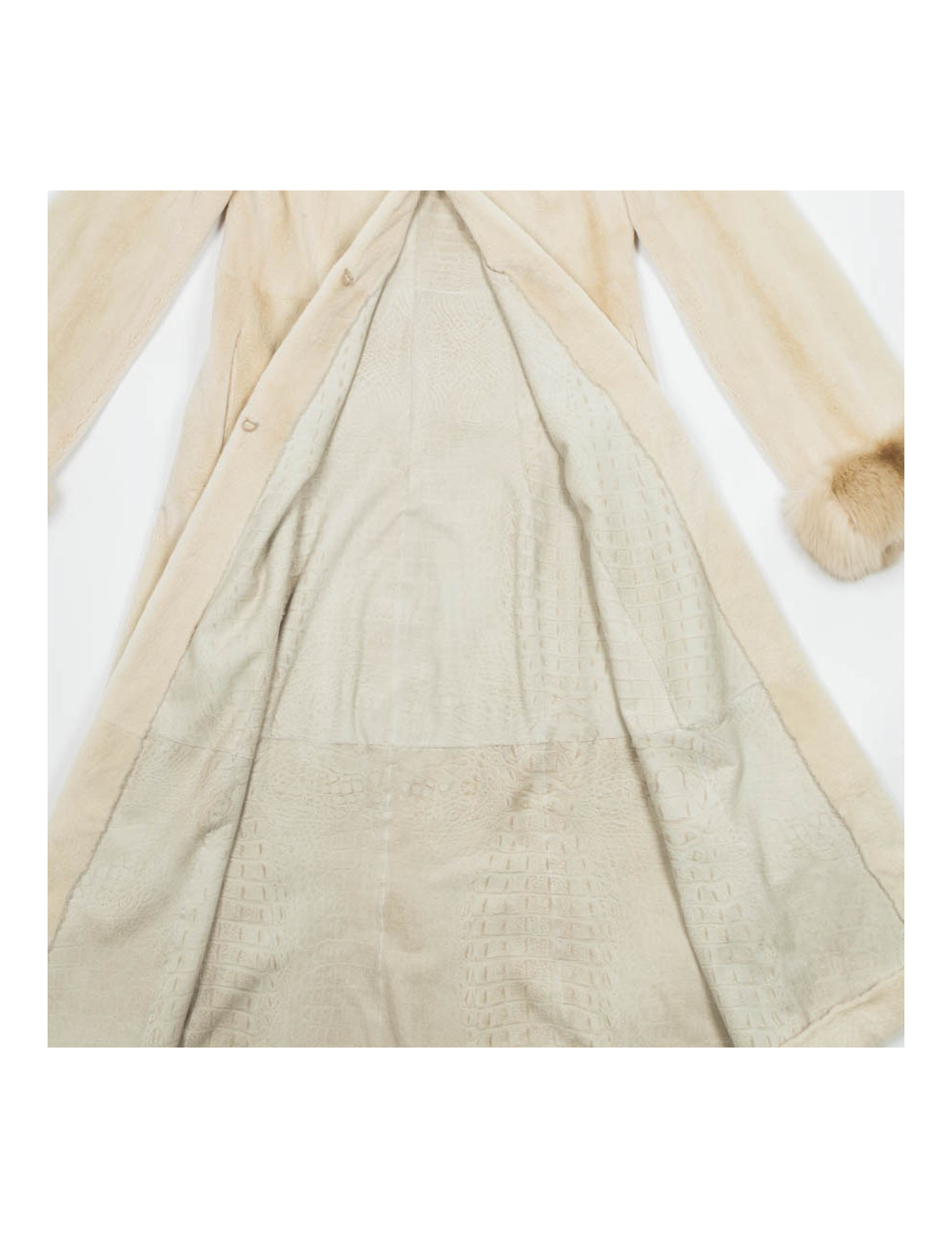 Manteau long  en vison beige