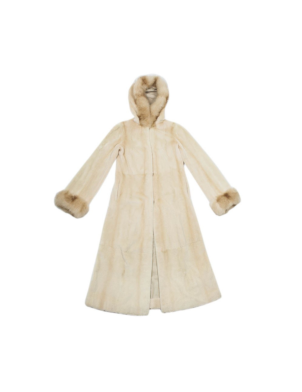 Manteau long  en vison beige