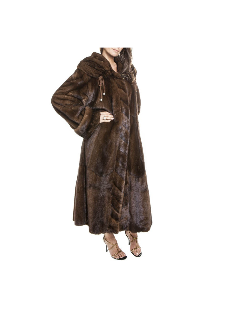 Manteau long REBECCA T en vison marron