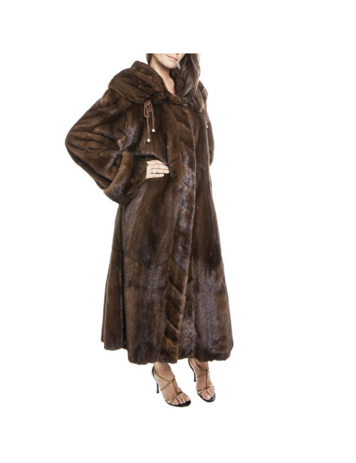 Manteau long REBECCA T en vison marron