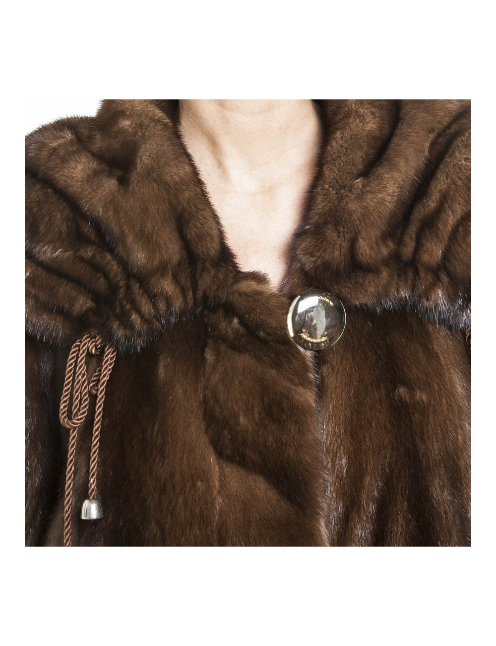 Manteau long REBECCA T en vison marron