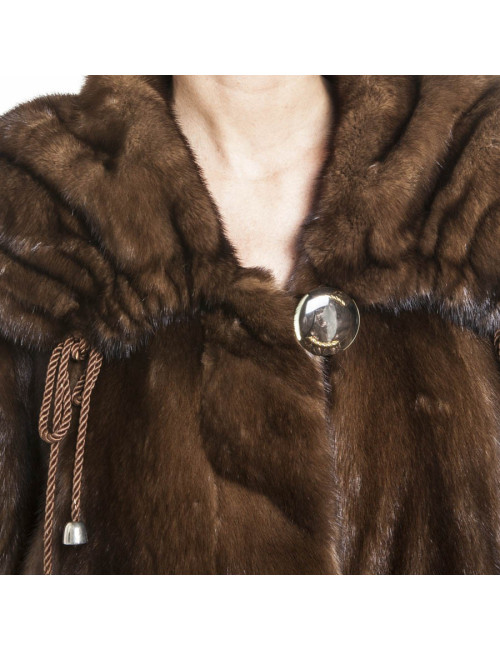 Manteau long REBECCA T en vison marron