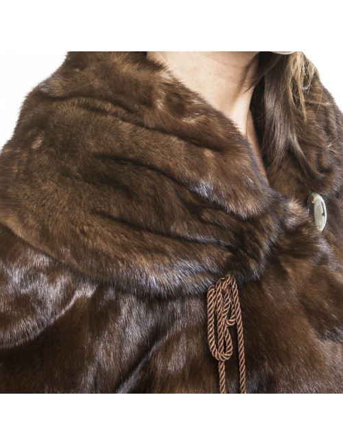 Manteau long REBECCA T en vison marron