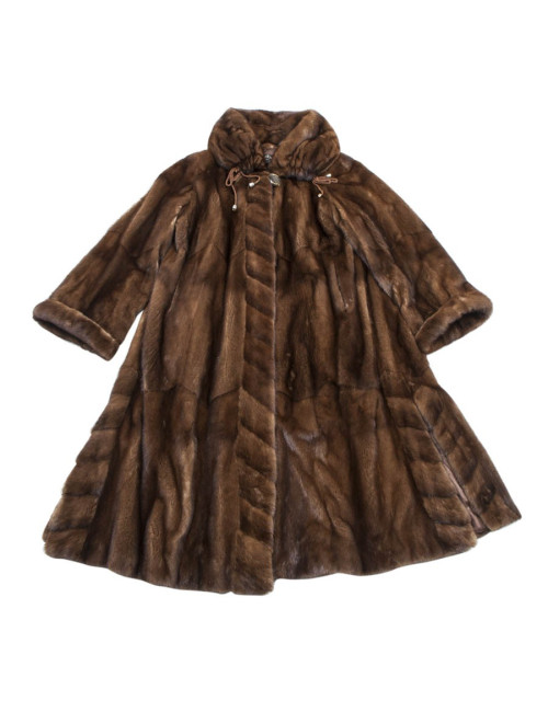 Manteau long REBECCA T en vison marron