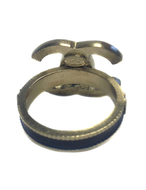 Bague CHANEL double C bleu nuit émaillée