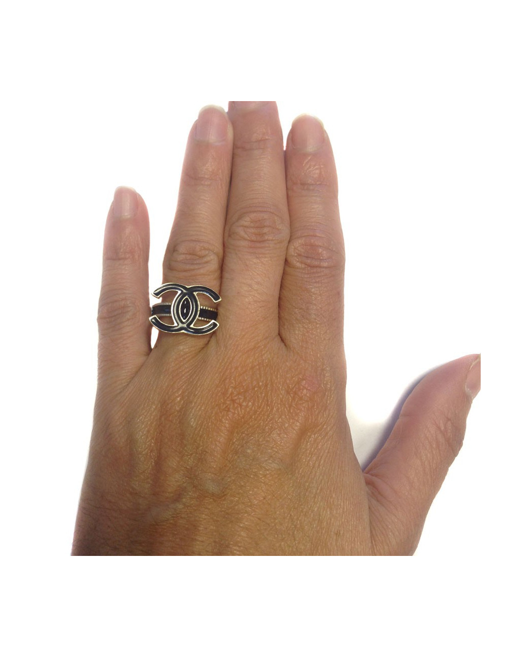 Ring CHANEL double C blue night enamelled