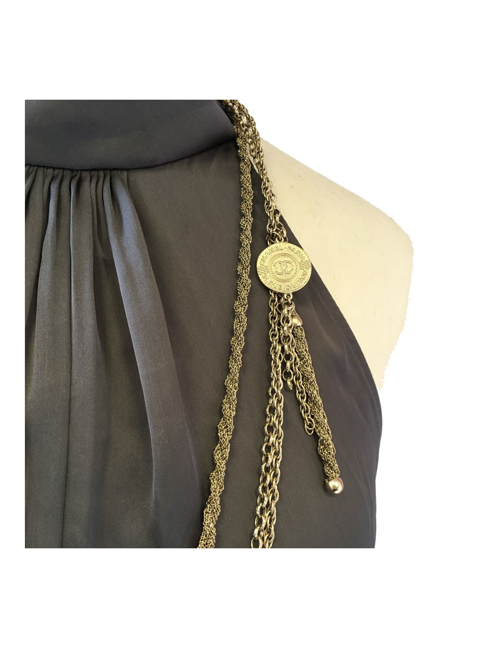 CHANEL 3 chains necklace in gilded metal