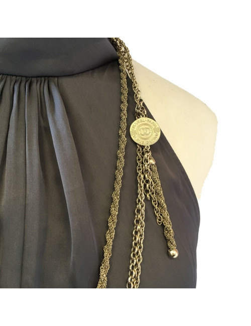 Sautoir CHANEL en métal doré or pâle