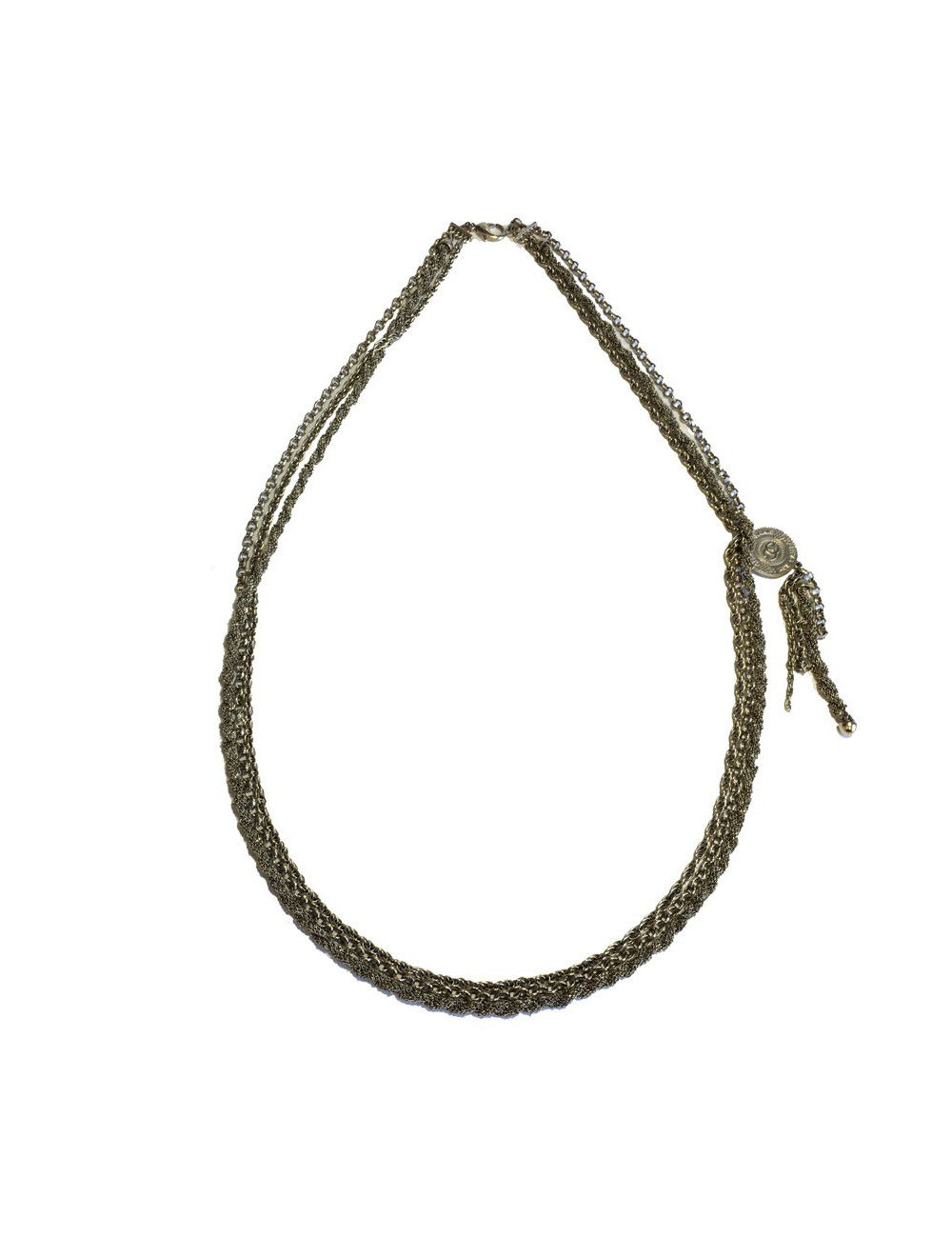 Sautoir CHANEL en métal doré or pâle