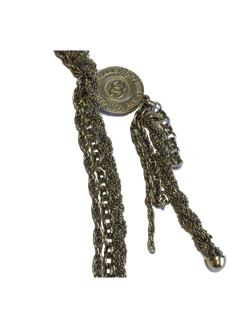 CHANEL 3 chains necklace in gilded metal