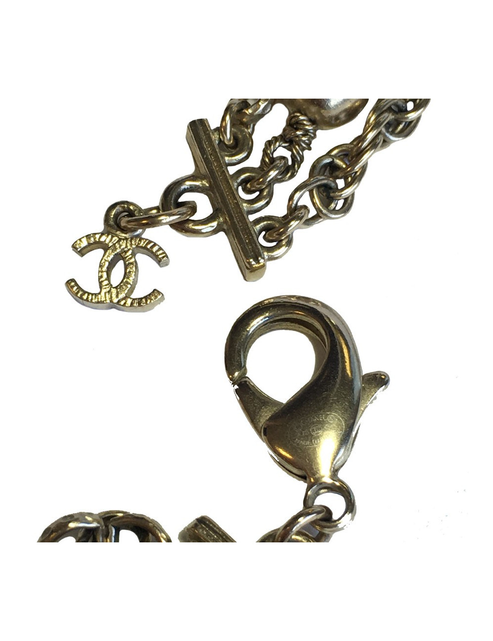 Sautoir CHANEL en métal doré or pâle