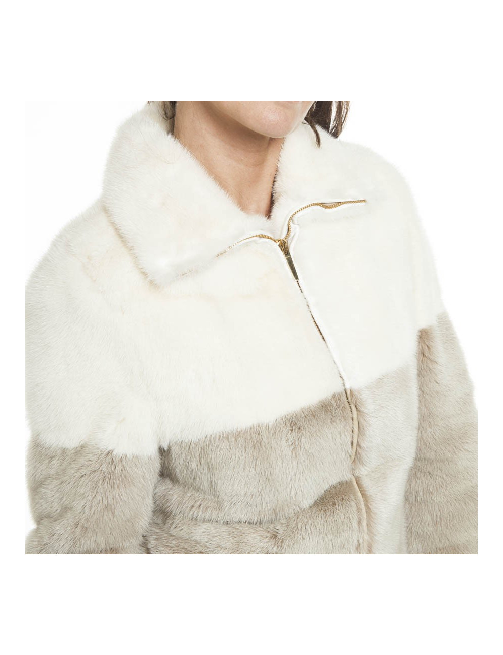 GUCCI T 38 EN tricolor mink coat