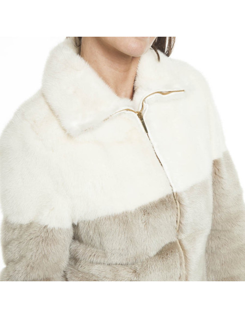 GUCCI T 38 EN tricolor mink coat