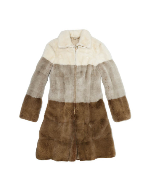 GUCCI T 38 EN tricolor mink coat