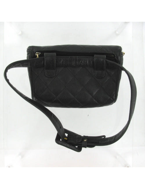 Ceinture pochette cuir grainé noir CHANEL