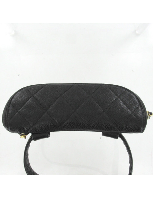 Ceinture pochette cuir grainé noir CHANEL