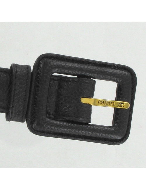 Ceinture pochette cuir grainé noir CHANEL