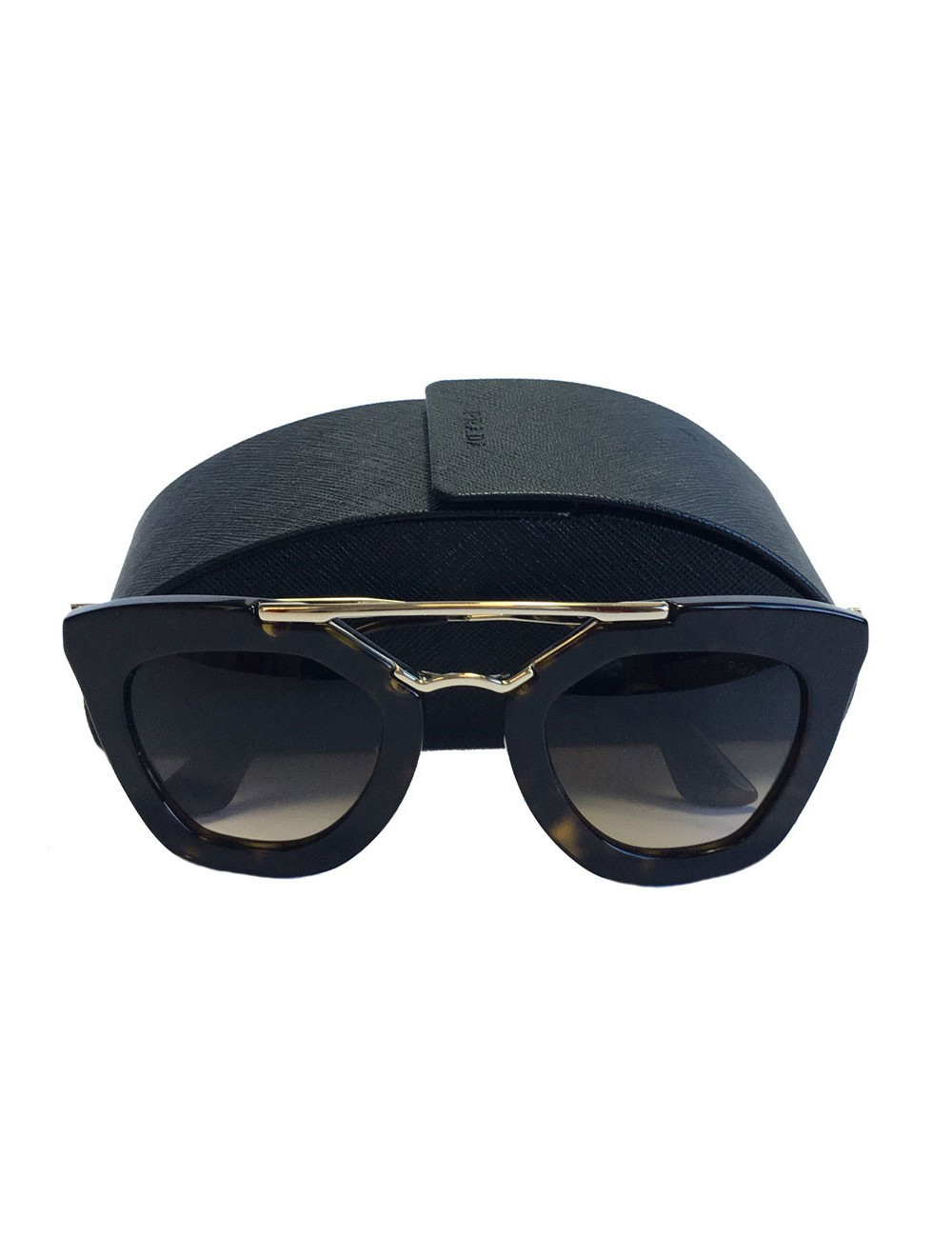PRADA sunglasses metal gold and plastic way tortoiseshell