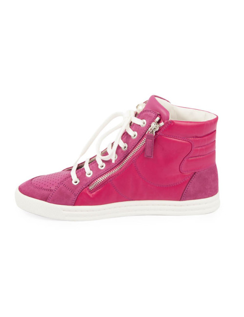 CHANEL Sneakers in pink fuchsia velvet and leather size 38FR