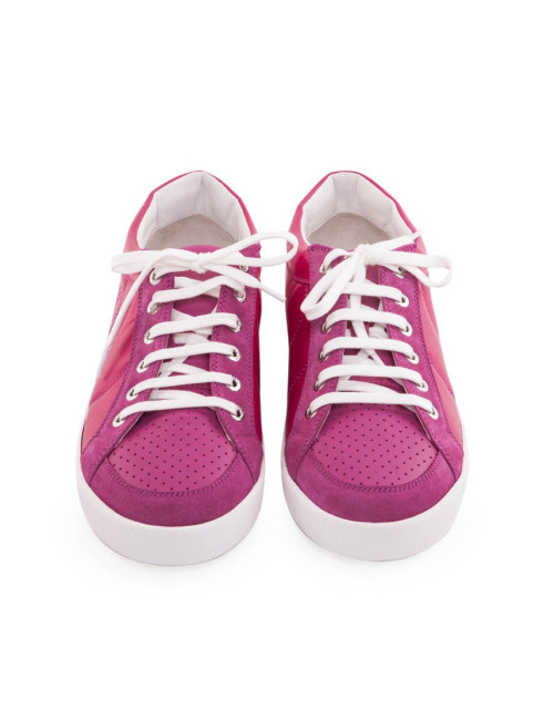  CHANEL sneakers in fuchsia pink leather and suede Size 40,5 FR