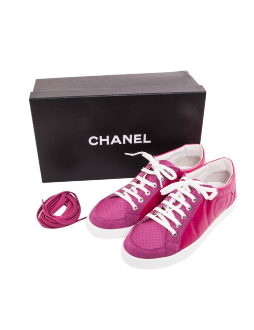  CHANEL sneakers in fuchsia pink leather and suede Size 40,5 FR