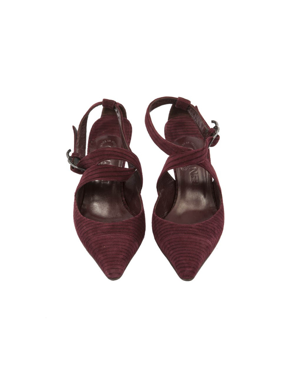 CHANEL T39, 5 Maroon suede pumps