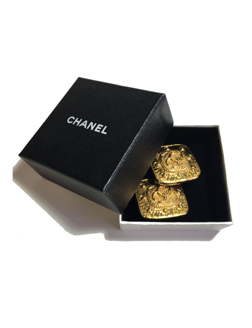 Clips d'oreille CHANEL vintage en métal doré