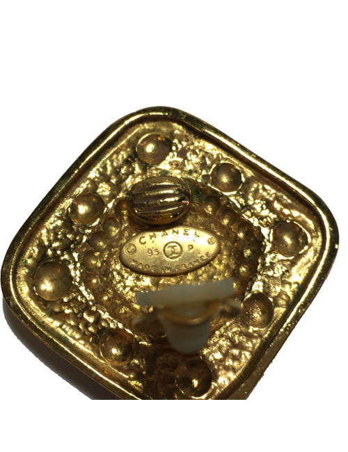 Clips d'oreille CHANEL vintage en métal doré