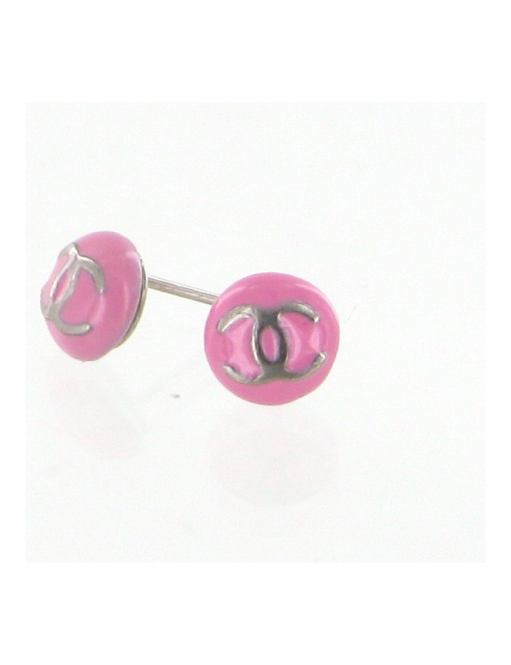 Clous d'oreilles émaillés rose CHANEL
